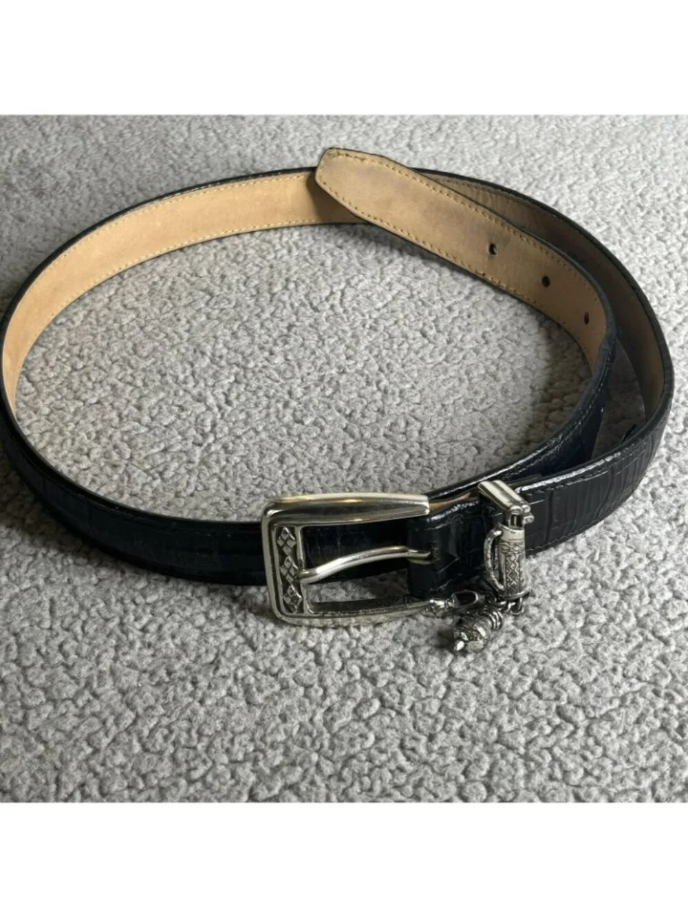 Brighton Belt Womens M/L 32 Black Leather Golf Sports Charm Silver Buckle C3003